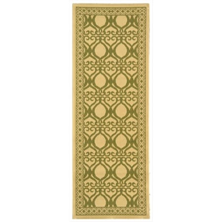 Safavieh 2 Ft. -4 In. X 6 Ft. -7 In. Runner Indoor-Outdoor Courtyard- Natural And Olive- Machine Made Rug CY3040-1E01-27